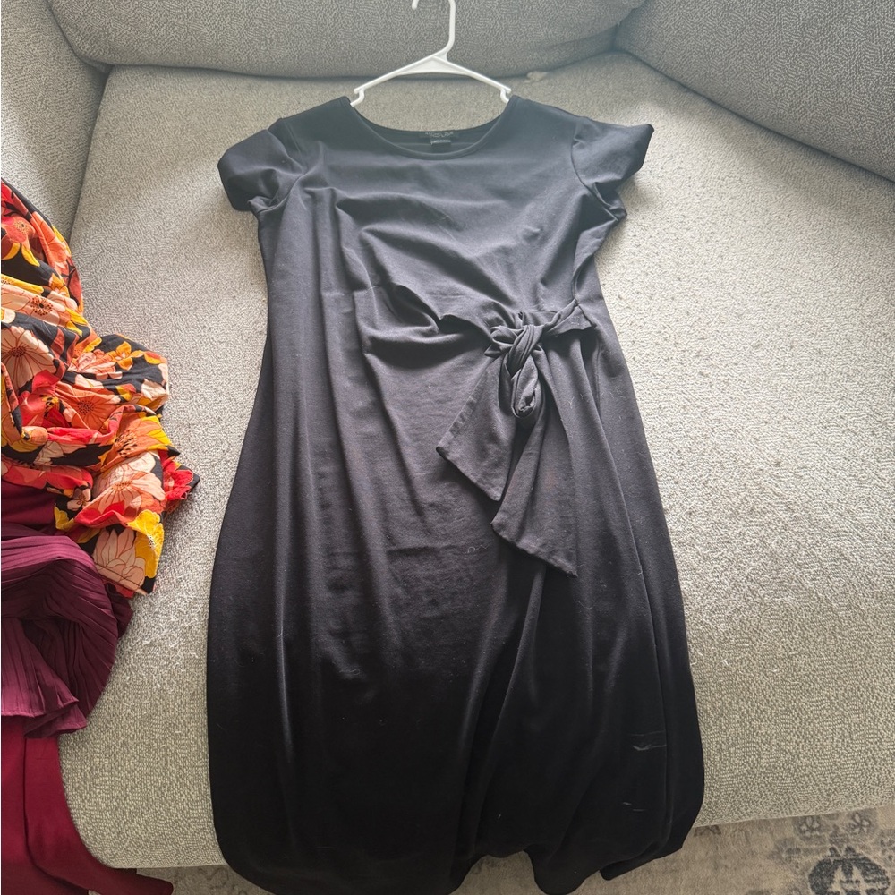 Rachel Zoe Black Asymmetrical Ruched Midi Dress, tshirt dress